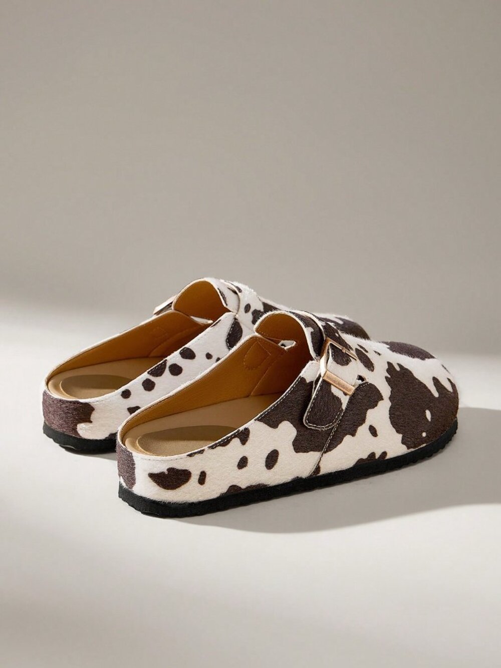 Brown Casual Women's Cow Print Flat Loafers Shoes - Picture 3 of 5